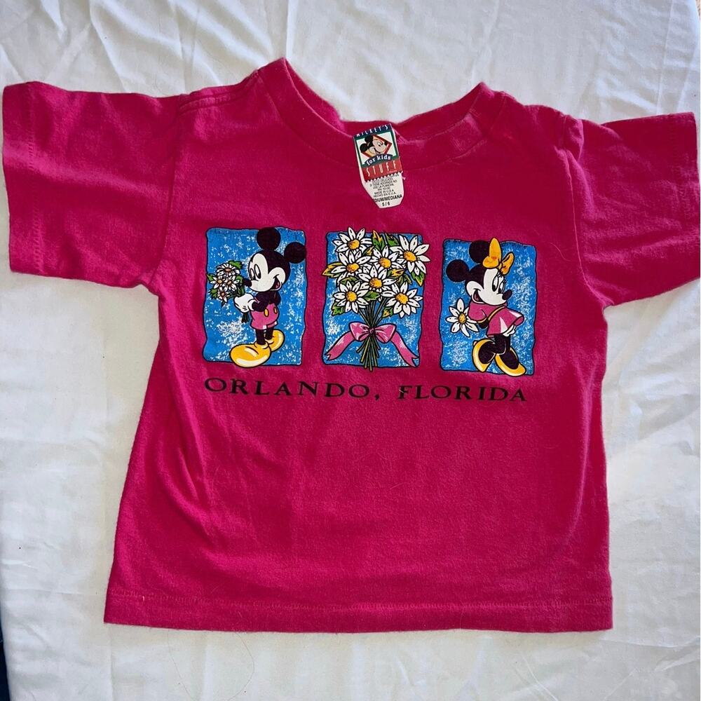 Vintage Disney Mickey and Minnie pink spring tshirt